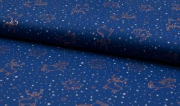 Metallic Print Cotton Fabric | In The Stars Navy