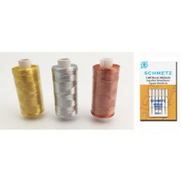 Metallic Embroidery Thread & Needle Pack