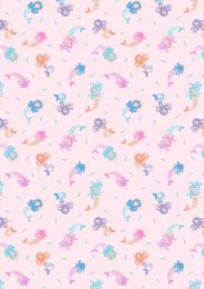 Mystical & Magical Fabric | Mermaids Pale Pink with Gold Metallic