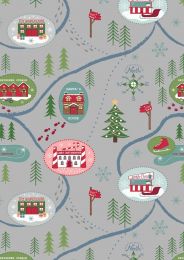North Pole Christmas | Santa Map On Dark Silver