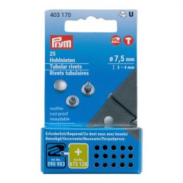 Tubular Rivets, For Material Thickness 3-4mm | Silver, 7.5mm | Prym