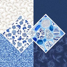 Lewis & Irene Porcelain & Seaglass Fabric | Fat Quarter Pack 2