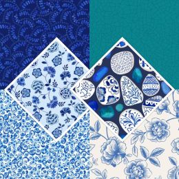 Lewis & Irene Porcelain & Seaglass Fabric | Fat Quarter Pack 3