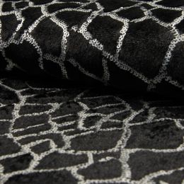 Fur With Sequins Fabric | Animal Print Silver