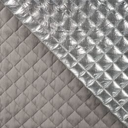 Quilted Coating Fabric Creased | Crosshatch Silver