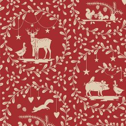 Tilda Merry Little Christmas Fabric | Paperscenes Burgundy