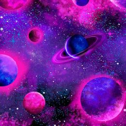 Timeless Treasures Space Fabric | Purple Planets